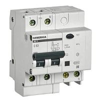 АД12 2Р 63А 30мА GENERICA (MAD15-2-063-C-030) Автоматический выключатель дифференциального тока