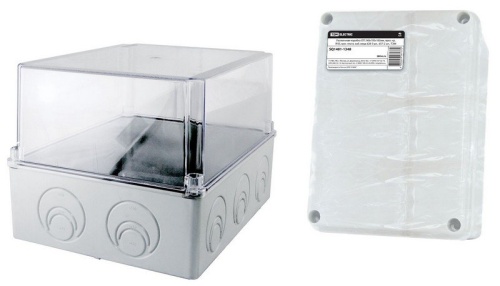 Распаячная коробка ОП 240х195х165мм, прозрачная крышка, IP55, кабельные вводы d28-3шт, d37-2шт (SQ1401-1278)