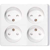 Розетка четырехместная открытой установки без з/к, белый, LK Standard (813904) Розетка без заземляющих контактов с защитными шторками