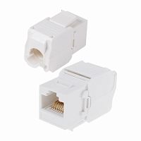 Модуль Keystone Jack RJ-45(8P8C) UTP, CAT 6, тип 180 градусов, самозажимной, белый REXANT (05-1052) Модуль Keystone Jack