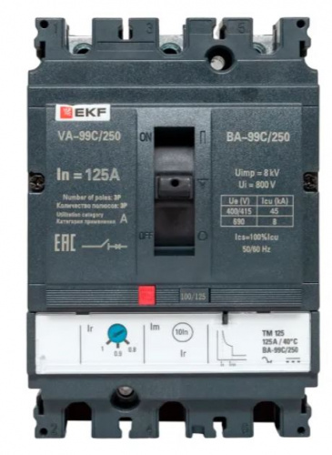 ВА-99C 250/125А 3P 45кА (mccb99C-250-125) фото 3