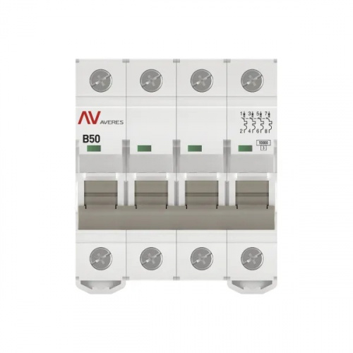 AV-10 4P 50A (B) 10kA AVERES (mcb10-4-50B-av) фото 2
