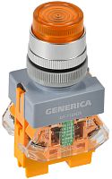 Кнопка управления с подсветкой и фиксацией D7-11DNZS d=22мм желтая GENERICA (BBT50-11DNZS-3-11-K05-G)