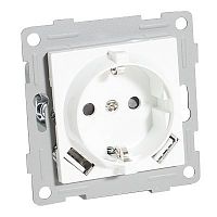 Розетка электрическая 2К+З/2xUSB A, белый (201004) Розетка