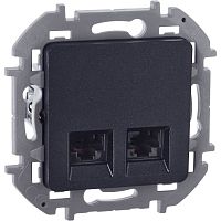 Inspiria розетка компьютерная двойная RJ45, 6 UTP, скрытой установки, антрацит (673843)