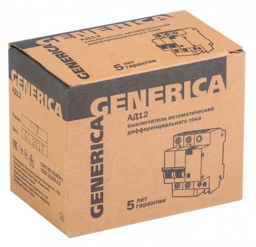 GENERICA АД12 2Р 25А 300мА (MAD15-2-025-C-300) Дифференциальный автоматический выключатель фото 2