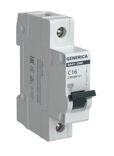 GENERICA ВА47-29М 1P C 16А 4,5кА (MVA21-1-016-C-G) Автоматический выключатель