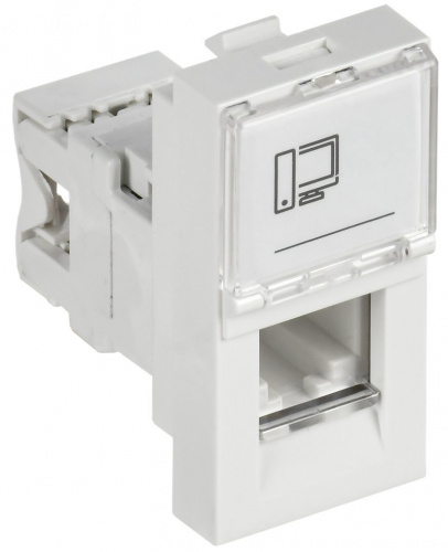 Розетка компьютерная RJ45 PRIMER РКИ-10-00-П-6 UTP кат.6 1 модуль белая (PR-KK40D-RI-0-1-C06U-K01) Розетка компьютерная