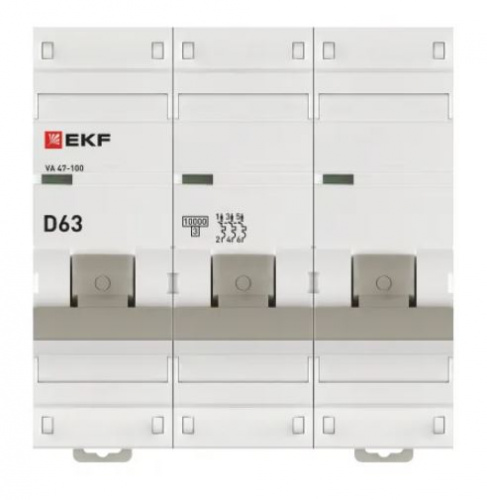 ВА 47-100 3P 63А (D) 10kA PROXIMA (mcb47100-3-63D-pro) фото 2