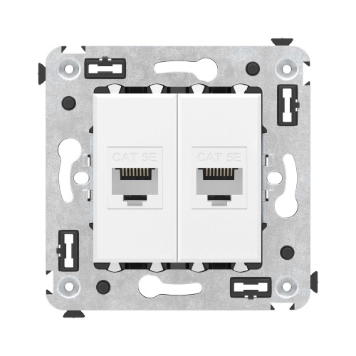 Розетка RJ-45 в стену, кат.5E, Avanti, двойная, белое облако (4400664) Розетка компьютерная