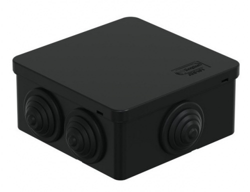 Коробка JBS101 100х100х55, 6 вых., IP55, черная (44037BL-1) Коробка монтажная Коробка JBS101 100х100х55, 6 вых., IP55, черная (44037BL-1) Коробка монтажная