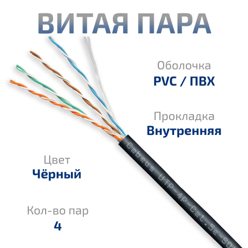 UTP-4P-Cat.5e-SOLID-BK-25 (7252c-7) фото 3