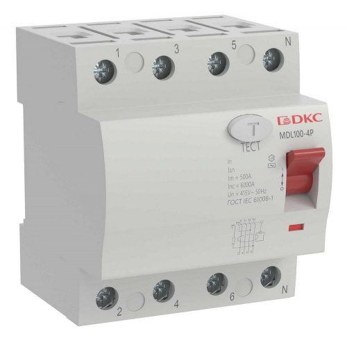 YON MAX MDL100 ВДТ, 4P, 30mA, 25A, АС (MDL100-4P2-25-AC) Автоматический выключатель дифференциальный (УЗО)