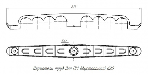 Держатель труб двусторонний на 8 мест серый d20 (PR13.03296) фото 2