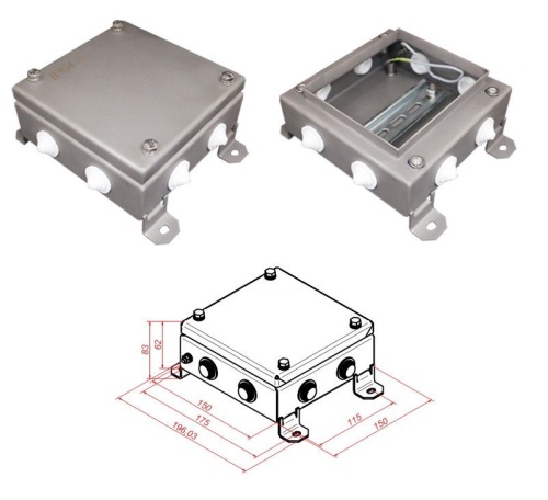 КМ IP55-1515, 8 вводов, нержавейка Коробка монтажная электротехническая