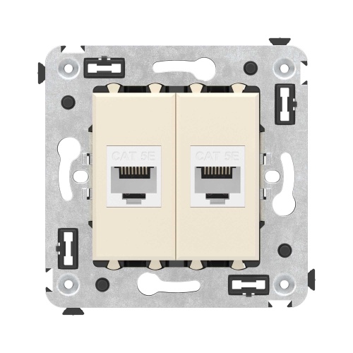 Розетка RJ-45 в стену, кат.5E, Avanti, двойная, ванильная дымка (4405664) Розетка компьютерная