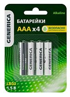 Батарейка Alkaline LR03/AAA GENERICA (4 шт) (ABT-LR03-ST-L04-G) Батарейка щелочная