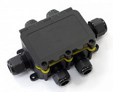 Коробка распределительная с откидной крышкой 6-вводная IP68 ПА66 40А 450В d3,5-12 мм 131х95х37 (PR08.13155) (Промрукав)