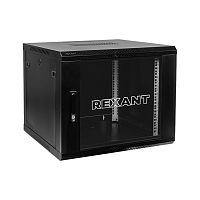 Настенный шкаф 19" 12U 600х600х635, дверь сплошное стекло, черный, RAL 9005 REXANT (04-1266-112)