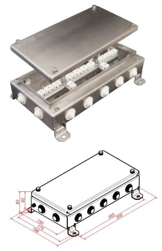 КМ-О (28к)-IP55-1530, 14 вводов, нержавейка Коробка монтажная огнестойкая