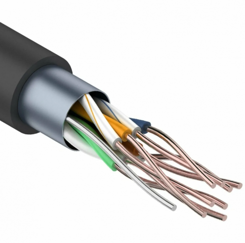 F/UTP, CAT 5e, PE, 4PR, 24AWG, OUTDOOR, SOLID, черный, 305м REXANT (01-0146-1)