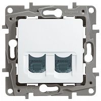 ETIKA розетка компьютерная 2-местная RJ45, 5E UTP, скрытой установки, белый (672255) Розетка компьютерная
