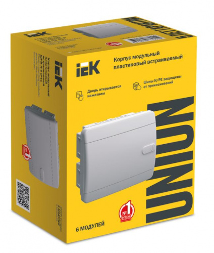 Корпус пластиковый UNION Compact ЩРВ-П-6 IP41 скрытой установки белая дверь (UIC-KP13-V-06-41-K01) Щит модульный фото 2