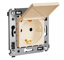 Розетка с крышкой в стену, 2P+E Avanti ванильная дымка (4405013) Розетка с крышкой