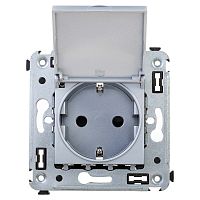 Розетка с крышкой в стену, 2P+E Avanti закаленная сталь (4404013) Розетка