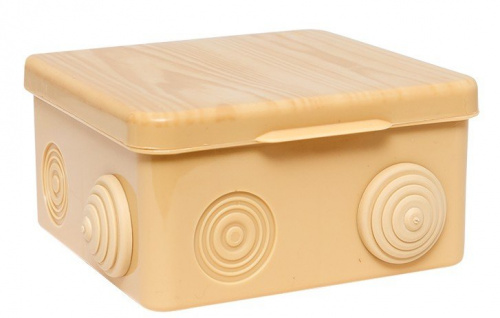 КМР-030-014 с крышкой (100х100х55) светлое дерево IP54 (plc-kmr-030-014-s) Коробка распределительная