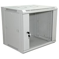 Шкаф телекоммуникационный 19" настенный 9U 600×600×500 мм (ШxГxВ) - передняя дверь стекло, боковые стенки съемные (разобранный) RAL 7035 (04-2221) Шкаф настенный