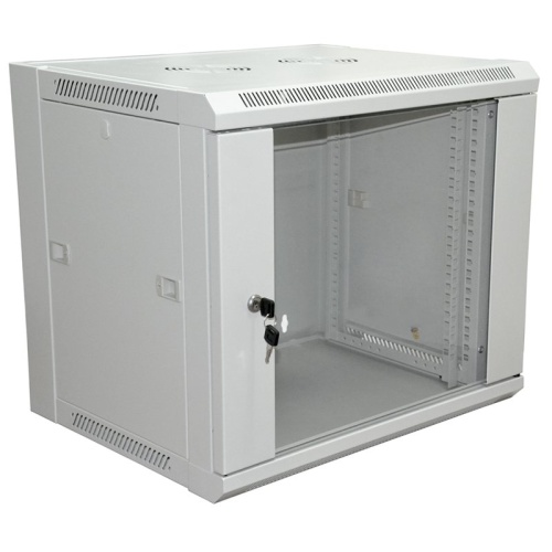 Шкаф телекоммуникационный 19" настенный 18U 600×600×964 мм (ШxГxВ) - передняя дверь стекло, боковые стенки съемные (разобранный) RAL 7035 (04-2224) Шкаф настенный