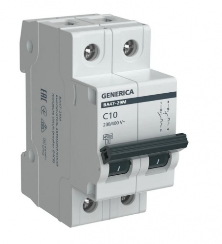 GENERICA ВА47-29М 2P C 10А 4,5кА (MVA21-2-010-C-G) Автоматический выключатель