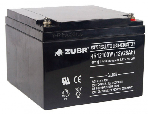 ZUBR HR 12100 W (12V, 28Ah) Аккумулятор герметичный свинцово-кислотный ZUBR HR 12100 W (12V, 28Ah) Аккумулятор герметичный свинцово-кислотный
