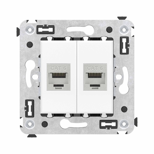 Розетка RJ-45 в стену, кат.6E, Avanti, двойная, белое облако (4400794) Розетка компьютерная модульная