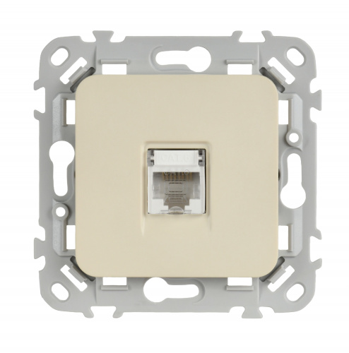 FLITE Розетка компьютерная RJ45 кат 6 UTP РК6-1-0-ФлСл скрытой установки сливочный (FI-K12-2-K86) фото 4