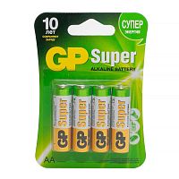 GP Super Alkaline 15A AA (GP 15A-2CR4), упак. 4 шт. БЛИСТЕР Алкалиновые батарейки