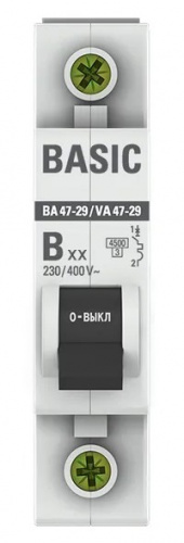 1P 10А (B) 4,5кА ВА 47-29 Basic (mcb4729-1-10-B) фото 2