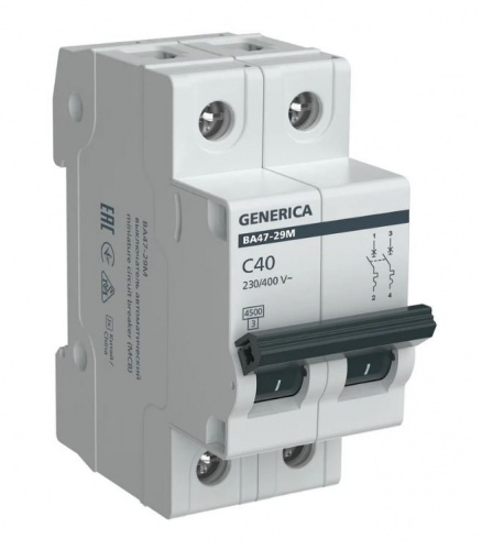 GENERICA ВА47-29М 2P C 40А 4,5кА (MVA21-2-040-C-G) Автоматический выключатель