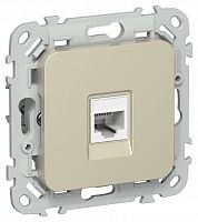 FLITE Розетка компьютерная RJ45 кат 6 UTP РК6-1-0-ФлШ скрытой установки шампань (FI-K12-2-K37)