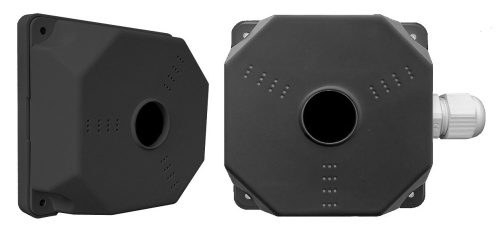 МК+Видео с гермовводом Люкс, черная Коробка монтажная для камер видеонаблюдения с гермовводом