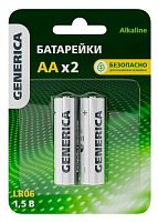 Батарейка Alkaline LR06/AA GENERICA (2 шт) (ABT-LR06-ST-L02-G) Батарейка щелочная