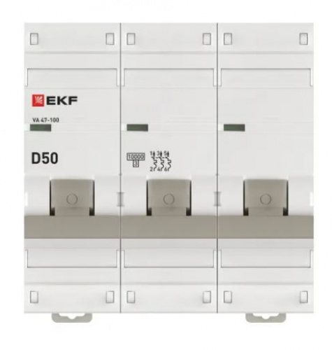 ВА 47-100 3P 50А (D) 10kA PROXIMA (mcb47100-3-50D-pro) фото 2