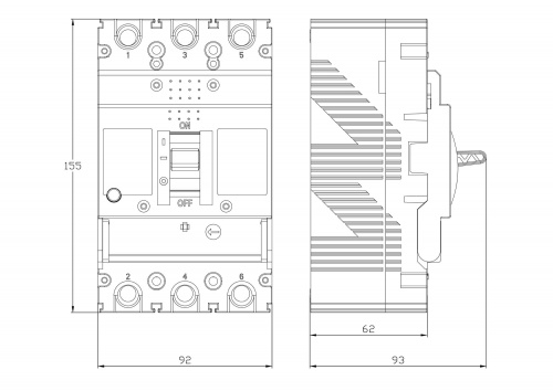 YON MGS160 3P 100-125A 25kA (MGS160M-3TAMF0125) фото 2