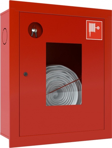 Ш-ПК-001ВОК (ПК-310ВОК) лев. Шкаф пожарный встроенный со стеклом красный