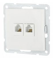 Розетка телефонная двойная 2xRJ-12 с накладкой, белый LK60 (865604-1) Розетка телефонная