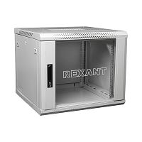 Настенный шкаф 19" 12U 600х600х635, дверь сплошное стекло, серый, RAL 7035 REXANT (04-1266-111)
