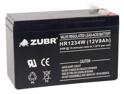 ZUBR HR 1234 W (12V, 9Ah) Аккумулятор герметичный свинцово-кислотный ZUBR HR 1234 W (12V, 9Ah) Аккумулятор герметичный свинцово-кислотный
