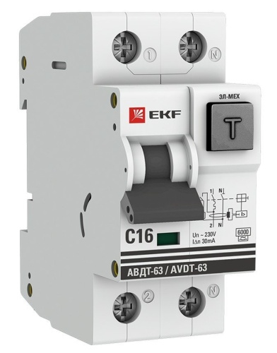 АВДТ-63 16А 30мА C A 6кА PROxima (DA63-16-30) Автоматический выключатель дифференциального тока