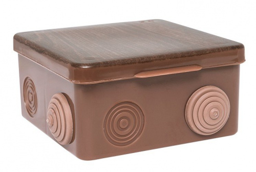 КМР-030-014 с крышкой (100х100х55) тёмное дерево IP54 (plc-kmr-030-014-t) Коробка распределительная КМР-030-014 с крышкой (100х100х55) тёмное дерево IP54 (plc-kmr-030-014-t) Коробка распределительная